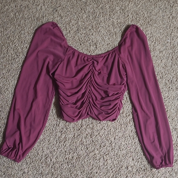 Elegant Ruched Mauve Top - Picture 7 of 7
